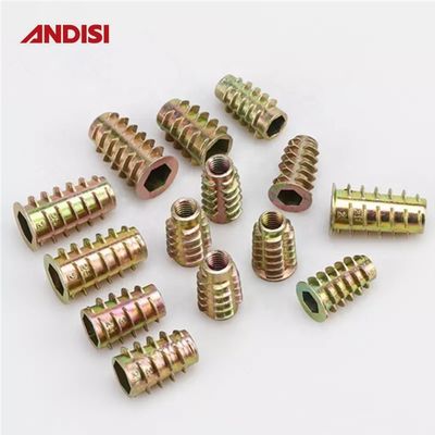 Soggiorno Alloggio di zinco Hex Drive di connessione Mini Fix Cam Chiusura Nocciolini di legno a filo Mobili di legno inserire Nocciolina M6 M8