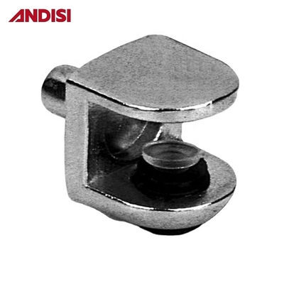Clip di supporto per scaffali in vetro platinato in lega di zinco nickel quadrato per libreria