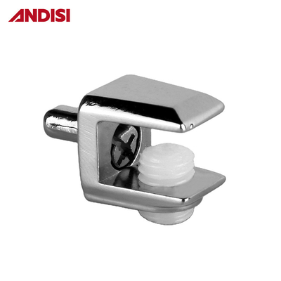 Clip di supporto per scaffali in vetro platinato in lega di zinco nickel quadrato per libreria