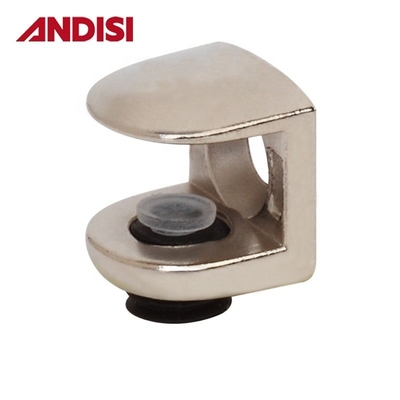 Clip di supporto per scaffali in vetro platinato in lega di zinco nickel quadrato per libreria