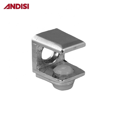 Clip di supporto per scaffali in vetro platinato in lega di zinco nickel quadrato per libreria