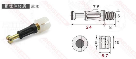 Home Office Cabinet Connector 3 in 1 Mini Fix Screw Cam Lock con Noce in lega di zinco