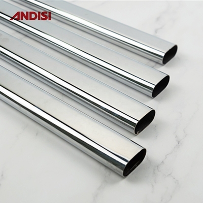 0.5/0.6/0.7/0.8/0.9/1.0/1.2 mm tubo di armadio metallo ovale per bastoncino di armadio in cromo lucido