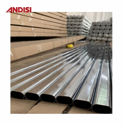0.5/0.6/0.7/0.8/0.9/1.0/1.2 mm tubo di armadio metallo ovale per bastoncino di armadio in cromo lucido