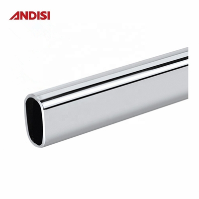 0.5/0.6/0.7/0.8/0.9/1.0/1.2 mm tubo di armadio metallo ovale per bastoncino di armadio in cromo lucido