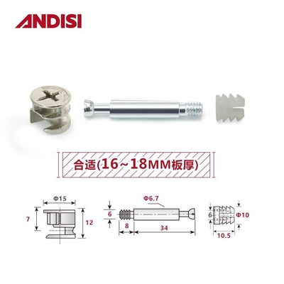Imballaggio della posta 3-IN-1 Armadio in legno connessione Cam Lock Noce e bullone MINI FIX