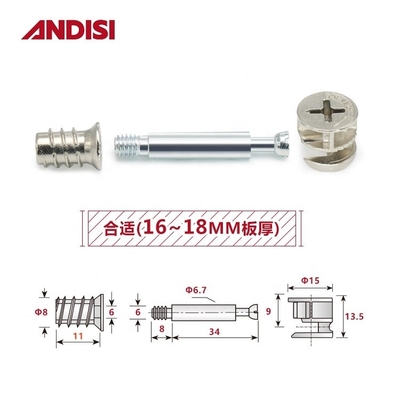 Imballaggio della posta 3-IN-1 Armadio in legno connessione Cam Lock Noce e bullone MINI FIX