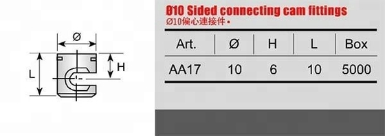 10mm Cam Bolt e M6 Dowel Connector per mobili per Home Office